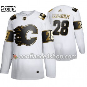 Adidas Maillot de Hockey Calgary Flames Elias Lindholm 28 Adidas 2019-20 Golden Edition Blanc Authentic - Enfant